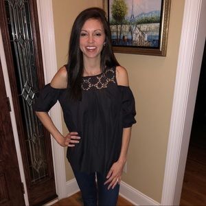 Black Open Shoulder Top
